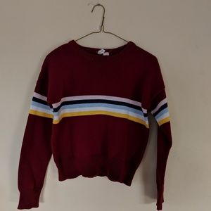 Crop Sweater with Rainbow Stripe